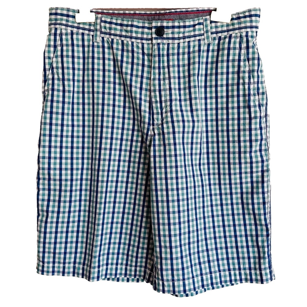 Izod Gingham Style Blue, Green , White Golf Shorts Men's Size 32